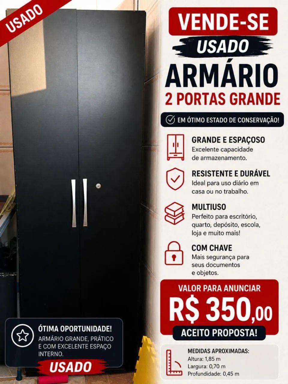 Armario multiuso 2 portas grandes 