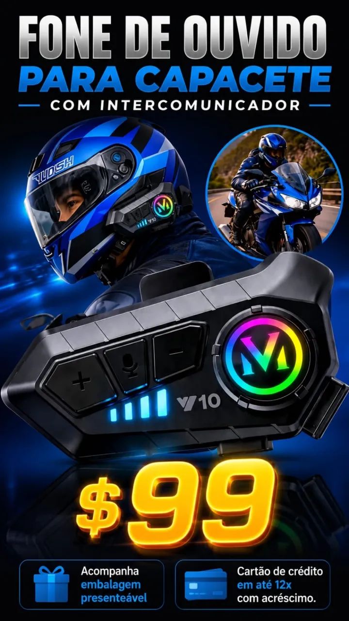 Fone de ouvido para capacete 