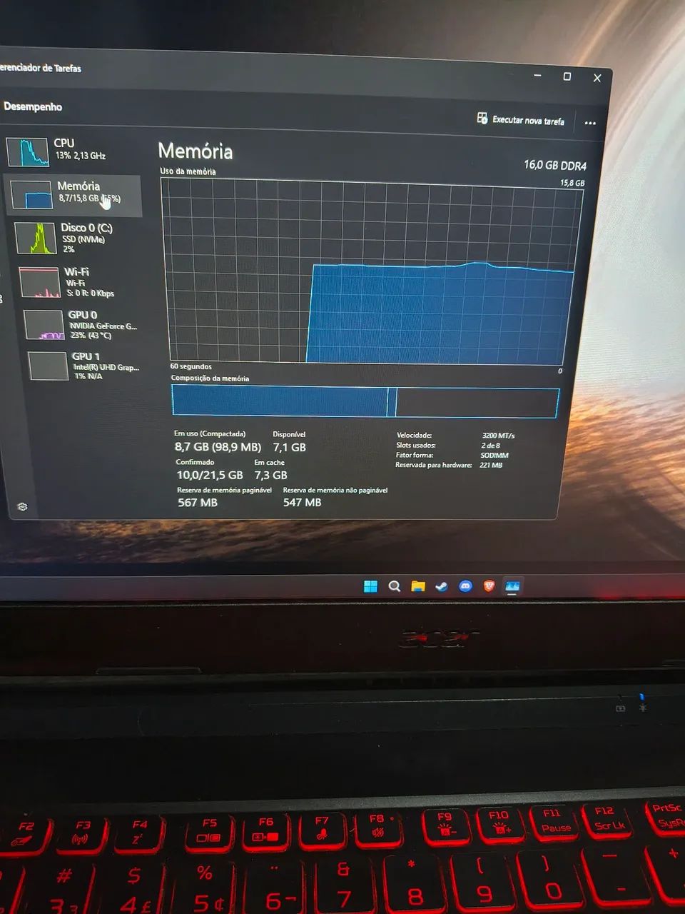 Notebook gamer Acer Nitro 5 gtx1650 16gb de ram - Foto 5