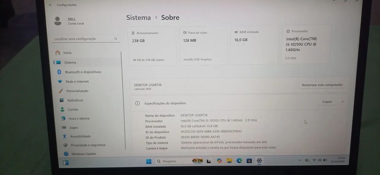 NOTEBOOK DELL LATITUDE 3410