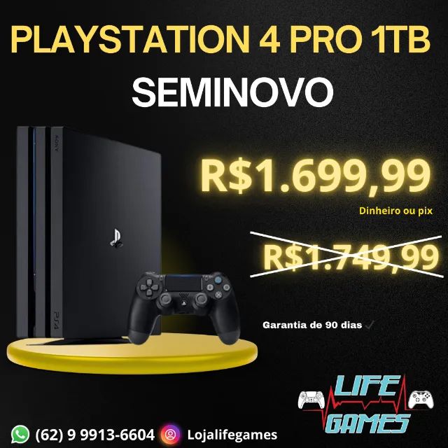 Playstation 4 Pró Seminovo com garantia, loja física