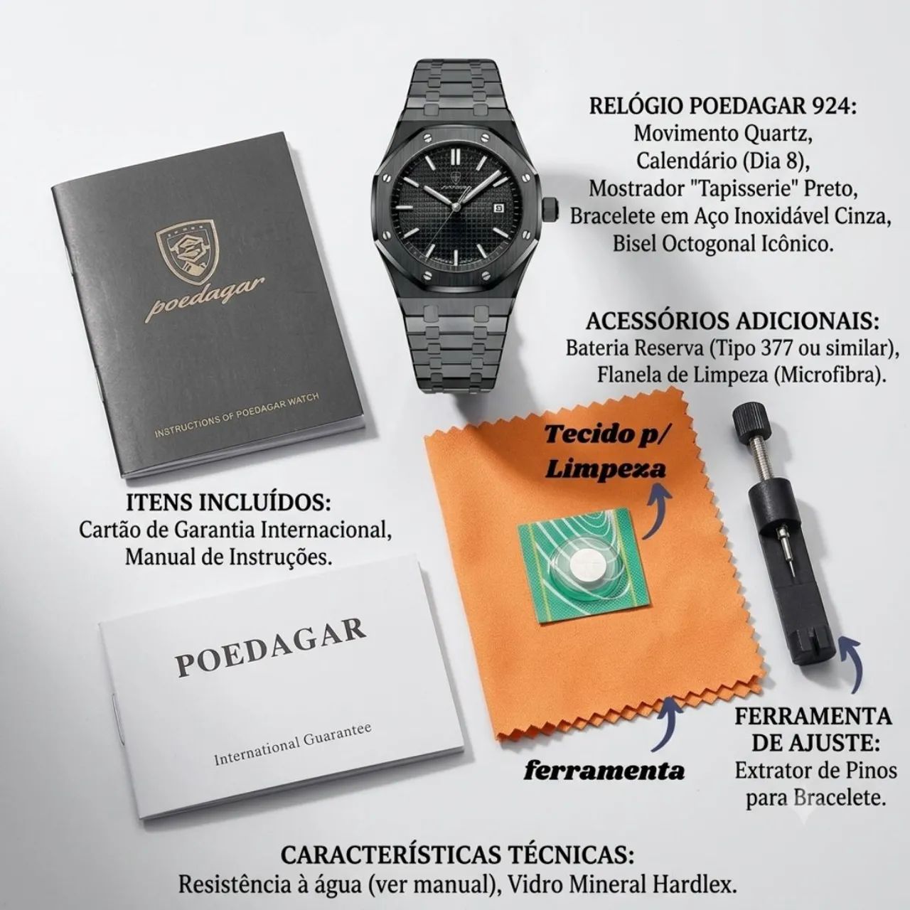 Relógio De Pulso Masculino Poedagar 924 Quartzo Resistente - Foto 3