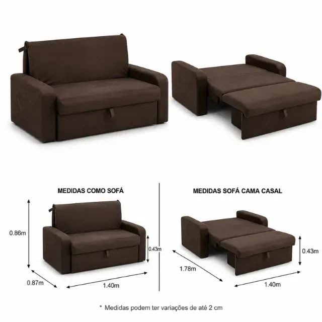 SOFÁ CAMA DAIANE 1,40M C/BAÚ. PRONTA ENTREGA. - Foto 5