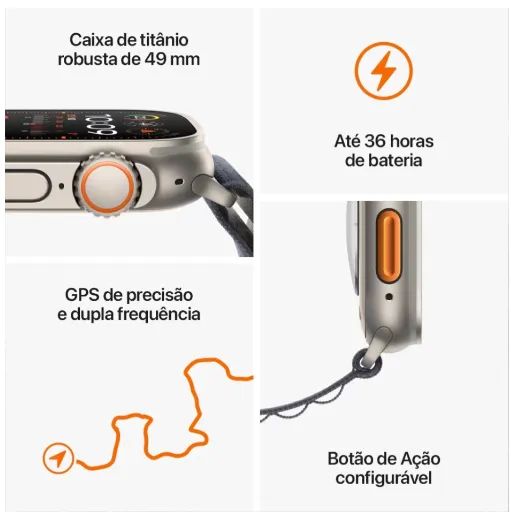 Smartwatch Ultra 2 Relógio Inteligente Multifuncional com NFC e GPS Titanium Orange - Foto 4