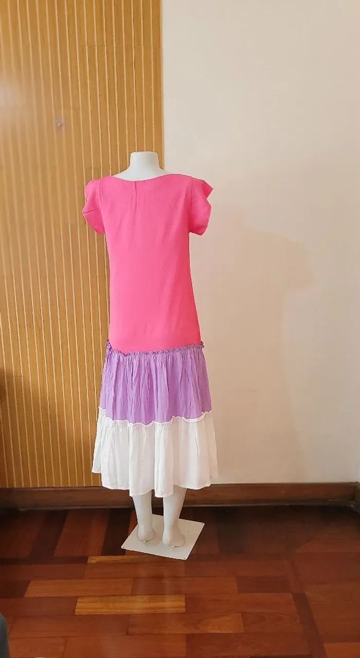 Vestido longo camadas rosa tam M - Foto 2