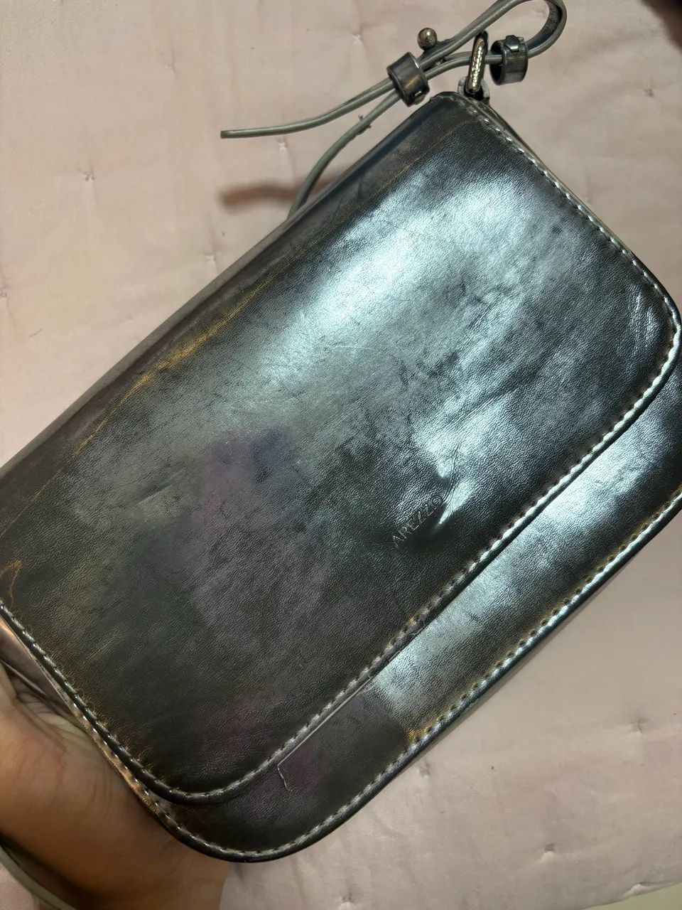  Bolsa tiracolo arezzo prata metalizada - Foto 3