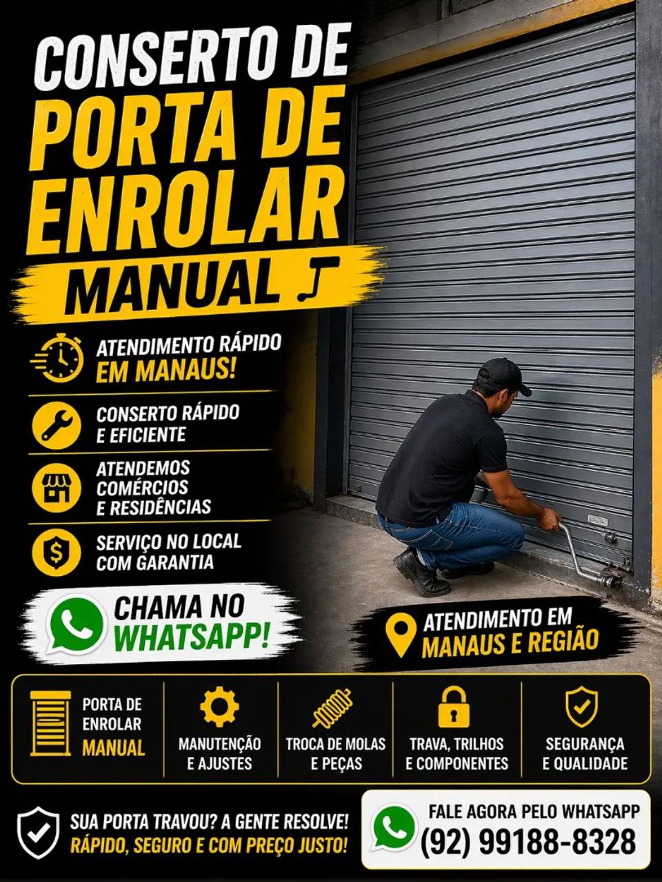 Manutenção e conserto de porta de enrolar 
