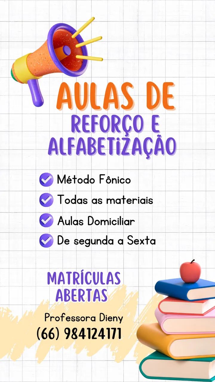 Reforço Escolar e Alfabetização.