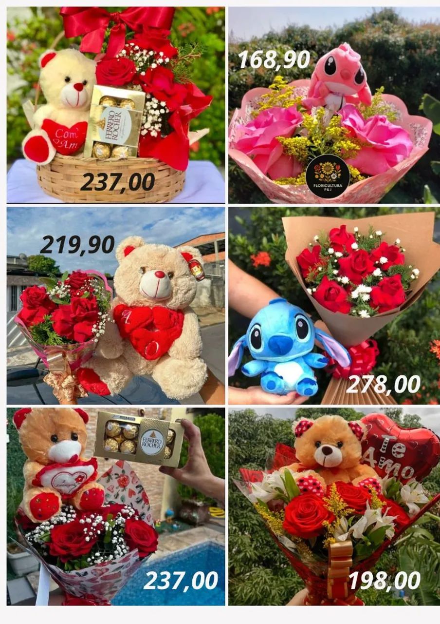 Flores com Ursos e Chocolates