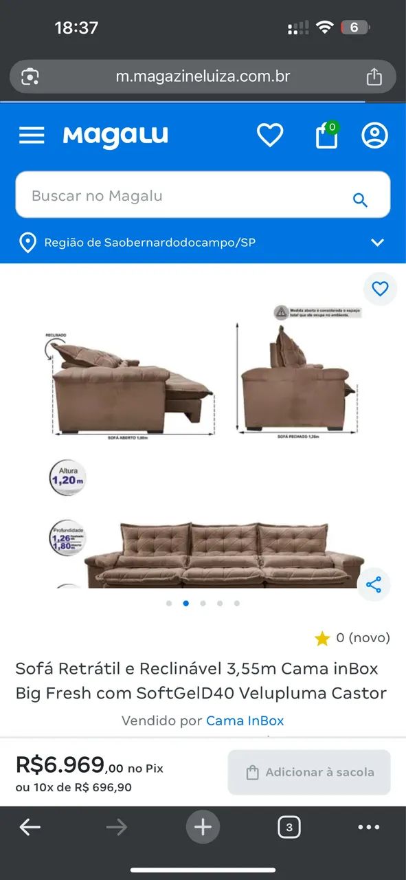 SOFÁ RETRÁTIL E RECLINÁVEL COM CHEISE 3,5x1,8m  - Foto 4