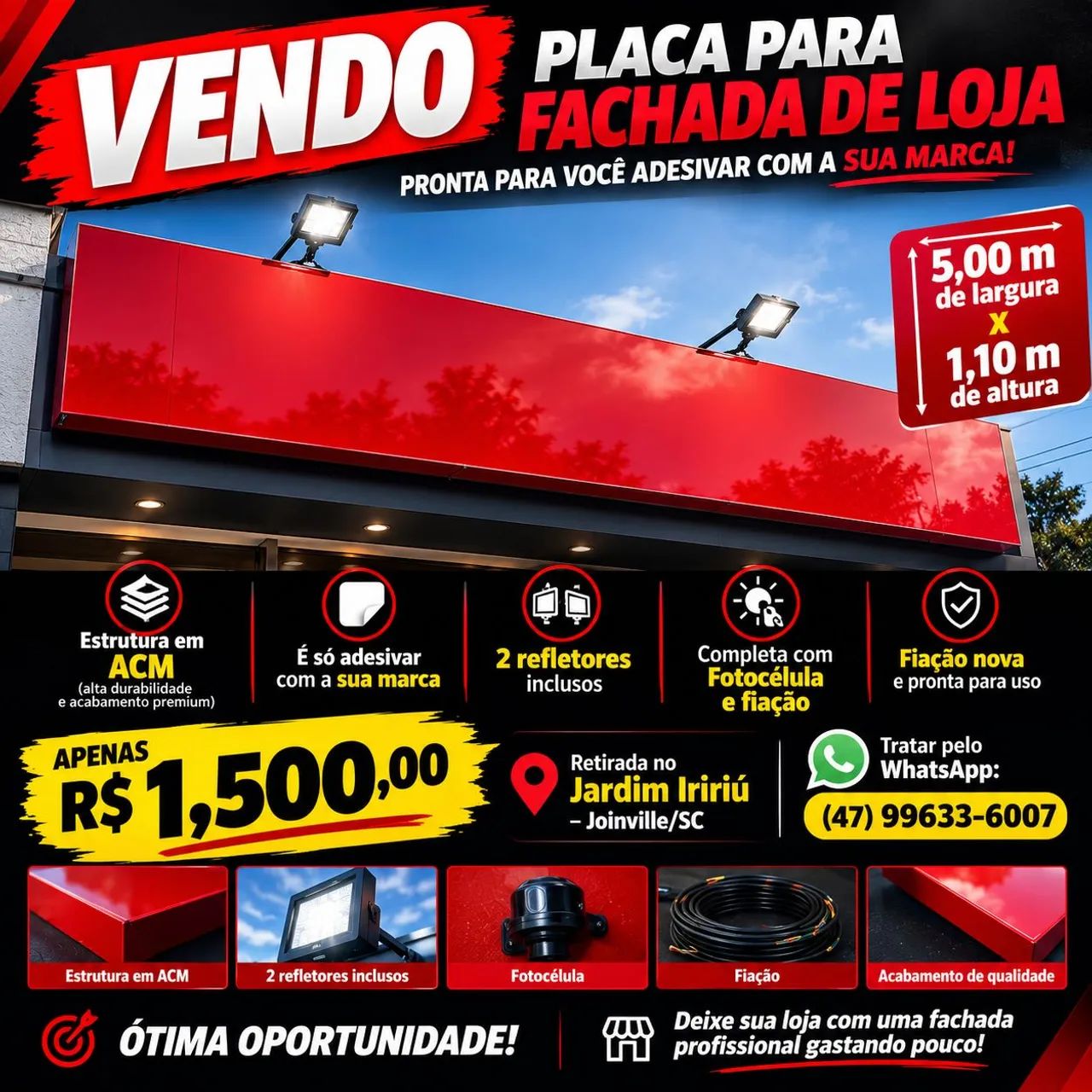 Placa faixada de loja