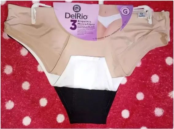 kit de 3 calcinhas DelRio Biquíni em microfibra estampas G