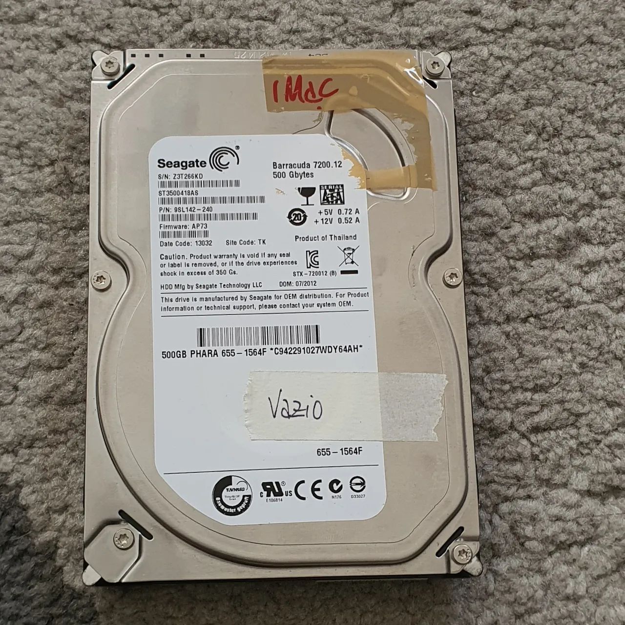 HD 500Gb imac A1311 formatado