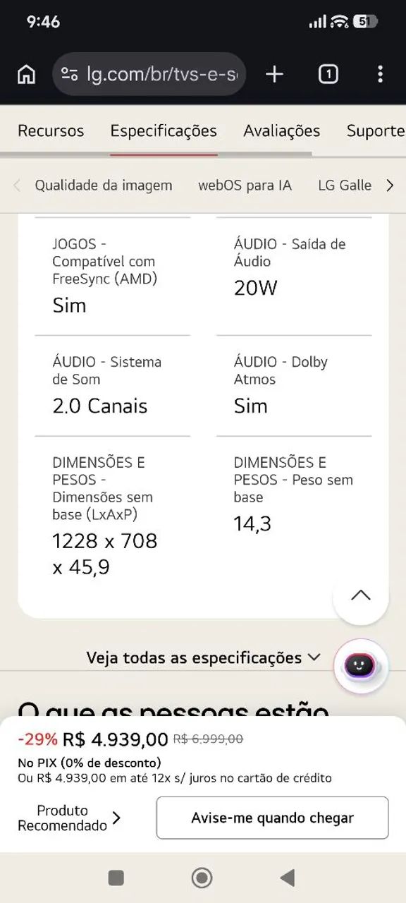 Tv Oled LG B5 - Foto 4