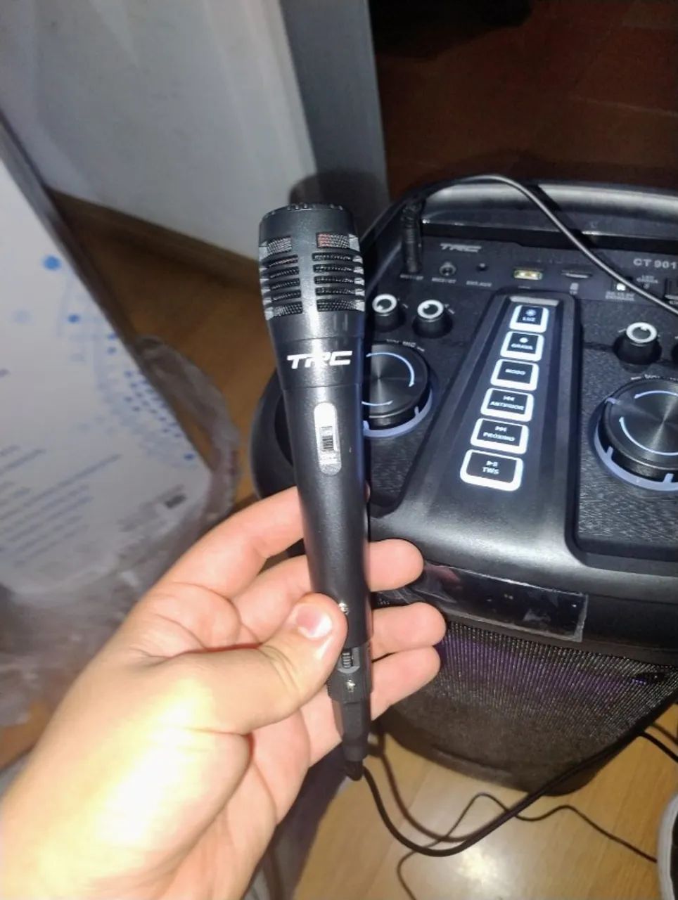 CAIXA DE SOM PREMIUM NA CAIXA- 900W COM MICROFONE E BATERIA - Foto 3
