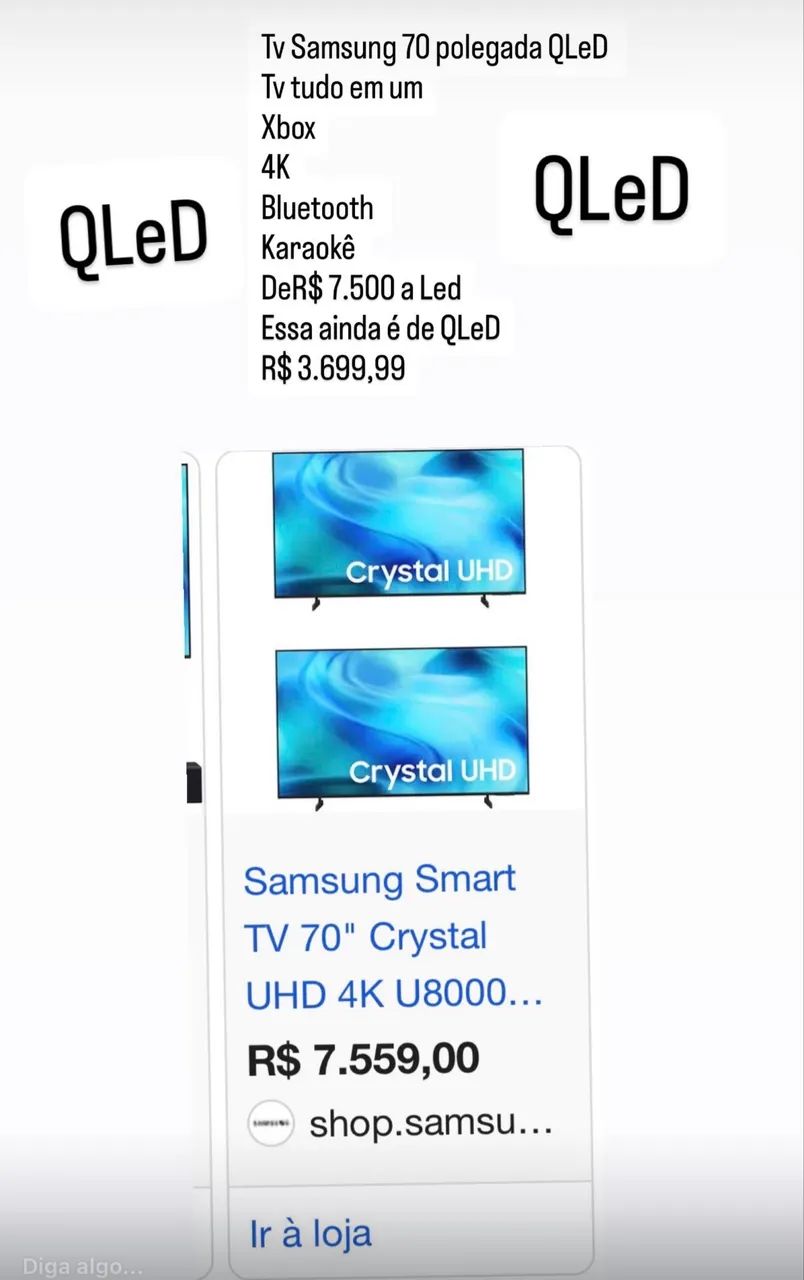 Tv Samsung 70 4K QLeD com Xbox