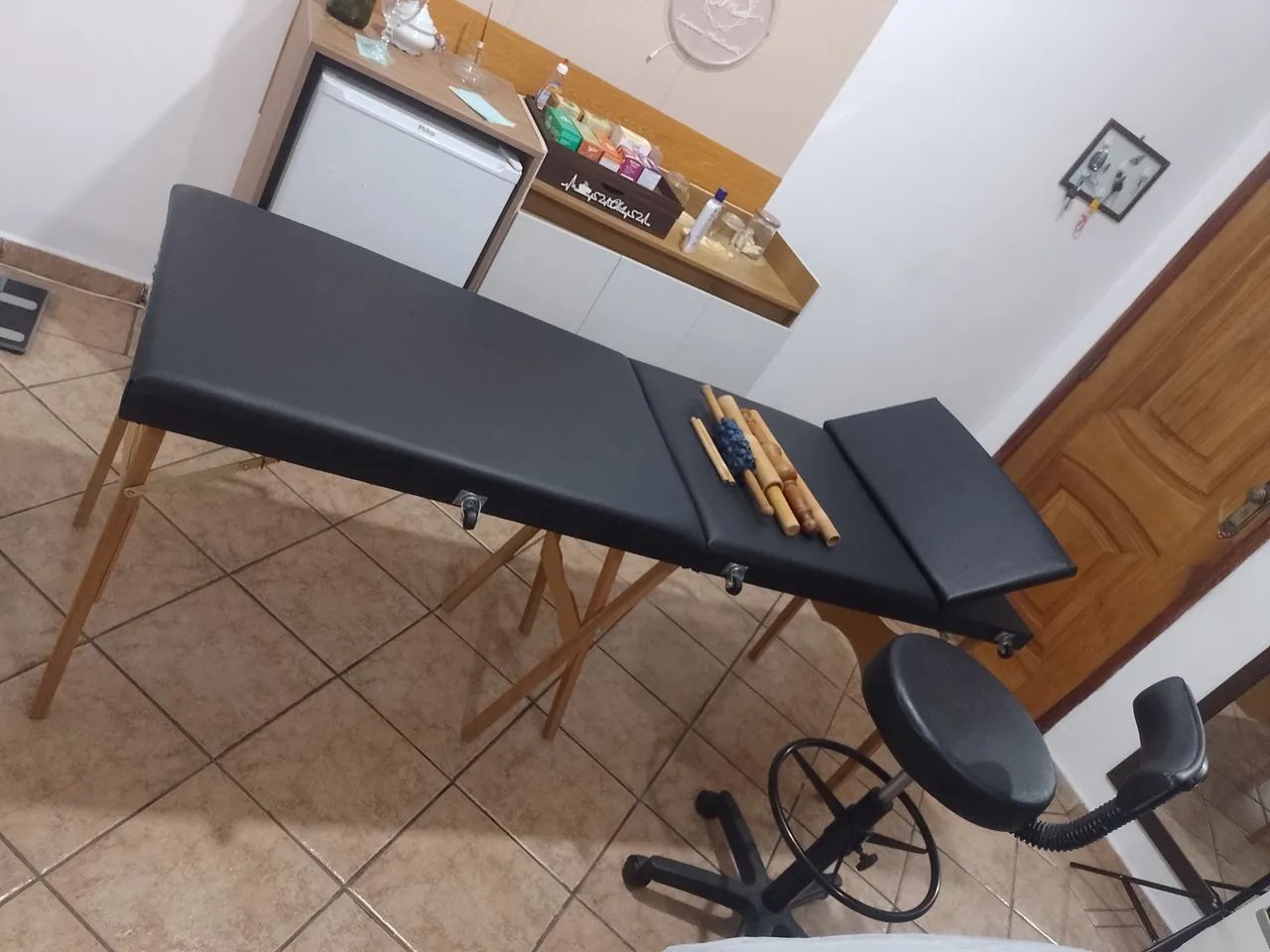 Maca portátil + mocho hidráulico + kit bambu + rolo de massagem  - Foto 2