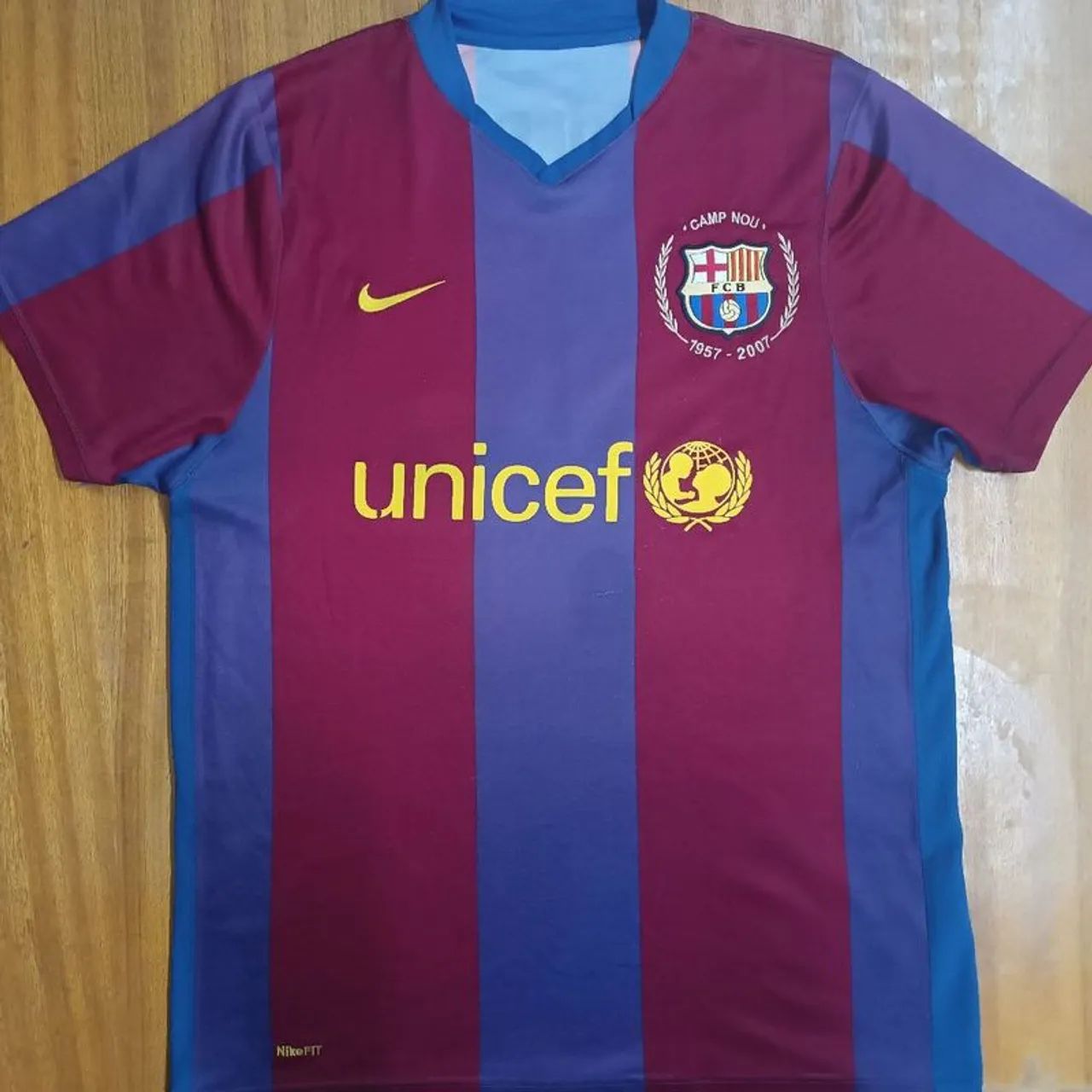 Camisa Original 2007 Barcelona #10 Ronaldinho Nike Listrada
