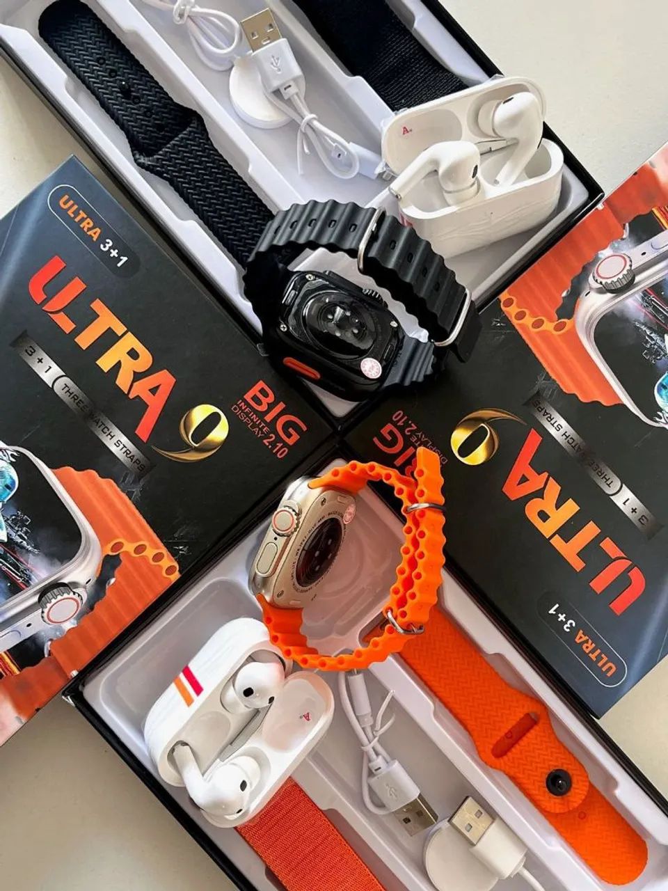 Relógio smartwatch Ultra 9, completo com fone e pulseiras  - Foto 4
