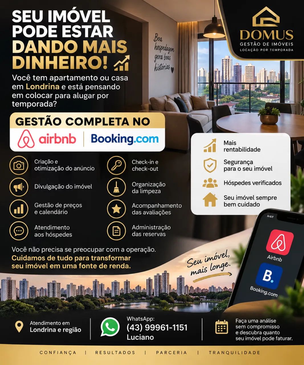 Gestão de imóveis para Airbnb e booking