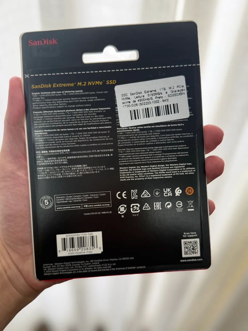 SSD SanDisk Extreme 1TB M.2 PCle NVMe Leitura 5150MB/s e Gravação acima de 4900mb/S [NOVO] - Foto 2