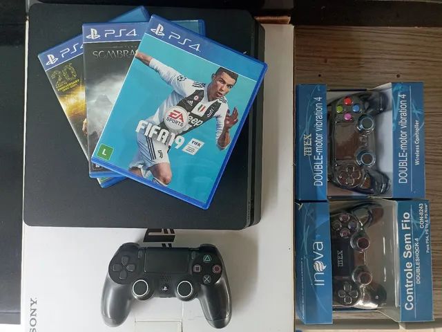 Ps4 Slim, 1Tb, 1 controle, 3 jogos de CD