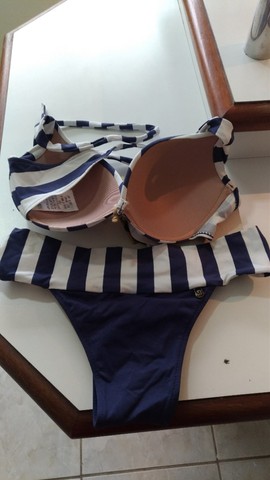 Biquini Morena Rosa Azul e Branco Tam. M - Foto 2