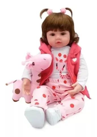 Bebê Reborn Boneca Baby Girafinha 100% Silicone Real Loira