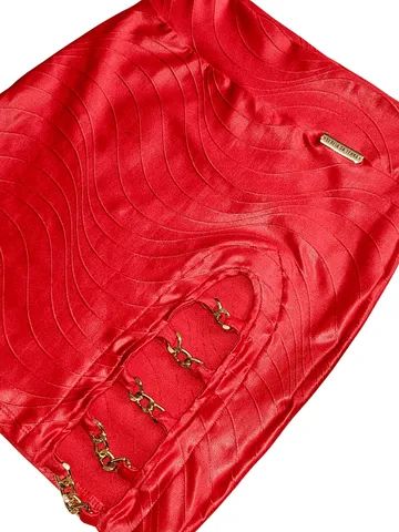 Conjunto Cropped Bojo e Saia Sereia da Terra Correntes Douradas Vermelho - Foto 5