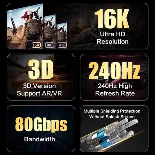 Novo cabo Display port Moshou versão 2.1 16k (15360 × 8640)- 360 Hz version - Foto 2