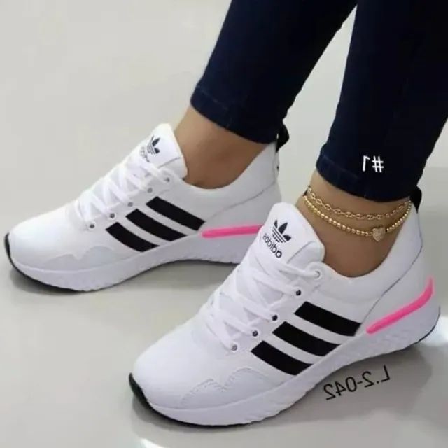 Tenis Adidas branco e rosa - Foto 2