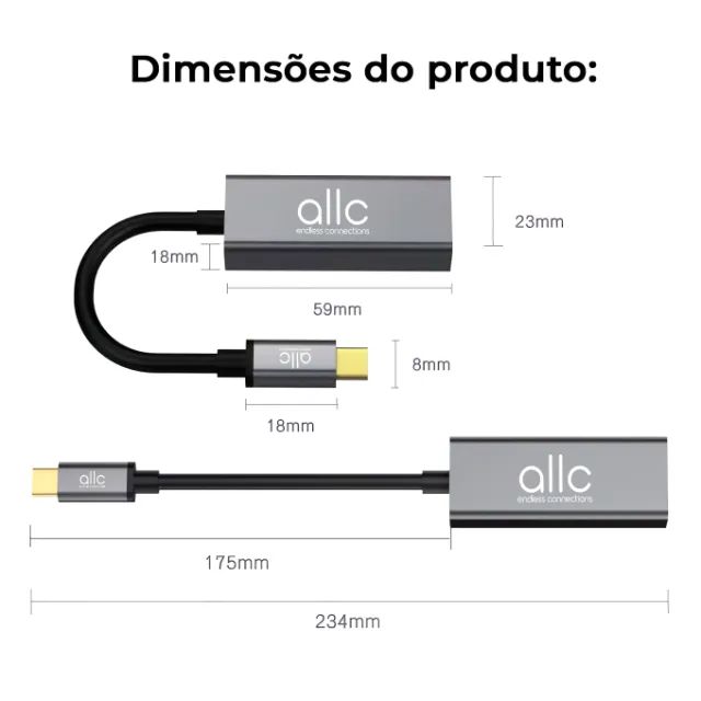 Adaptador Placa de Rede USB-C Tipo C 3.1 RJ45 Ethernet Gigabit /1000 em Alumínio - ALLC - Foto 5