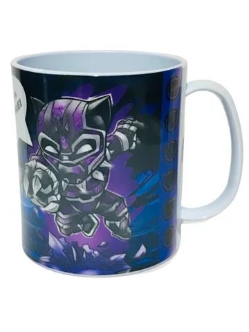 Caneca de Polímero (Plástico) Branca, Personalizada com Tema: Pantera Negra