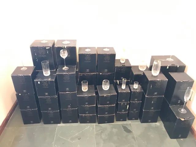Bateria de copos de cristal lapidado da marca Strauss. - Foto 5