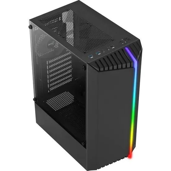 Gabinete Gamer Aerocool Bionic Black Com Led Rgb Frontal *Com 1 Fan Sem Led* - WZetta - Foto 2