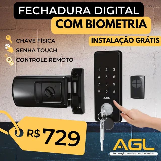 Fechadura Digital com controle remoto senha e chave normal