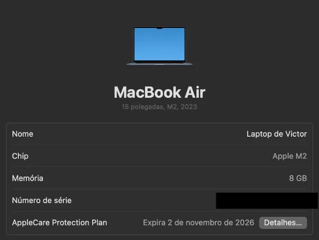 MacBook Air M2 15" 8gb Ram/256gb SSD com garantia Apple até NOV/26 - Foto 2