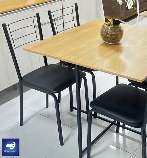 OFERTA Conjunto 2 Cadeiras Tubo Preto Napa Preta