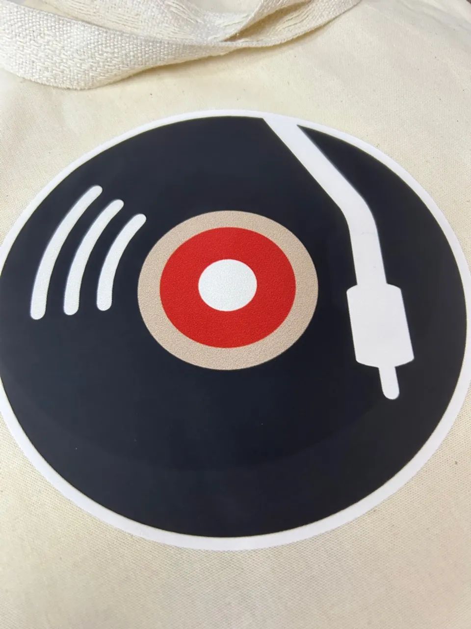 Bolsa de Algodão cru Vitrola Vinil - Foto 3