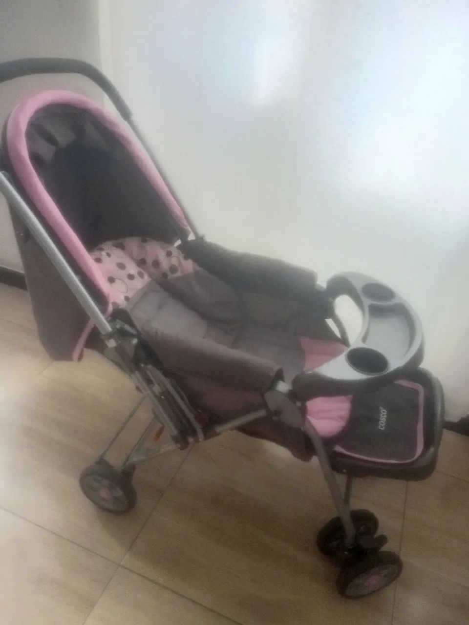 Carrinho de Bebê Cosco - Rosa e Cinza - Foto 3