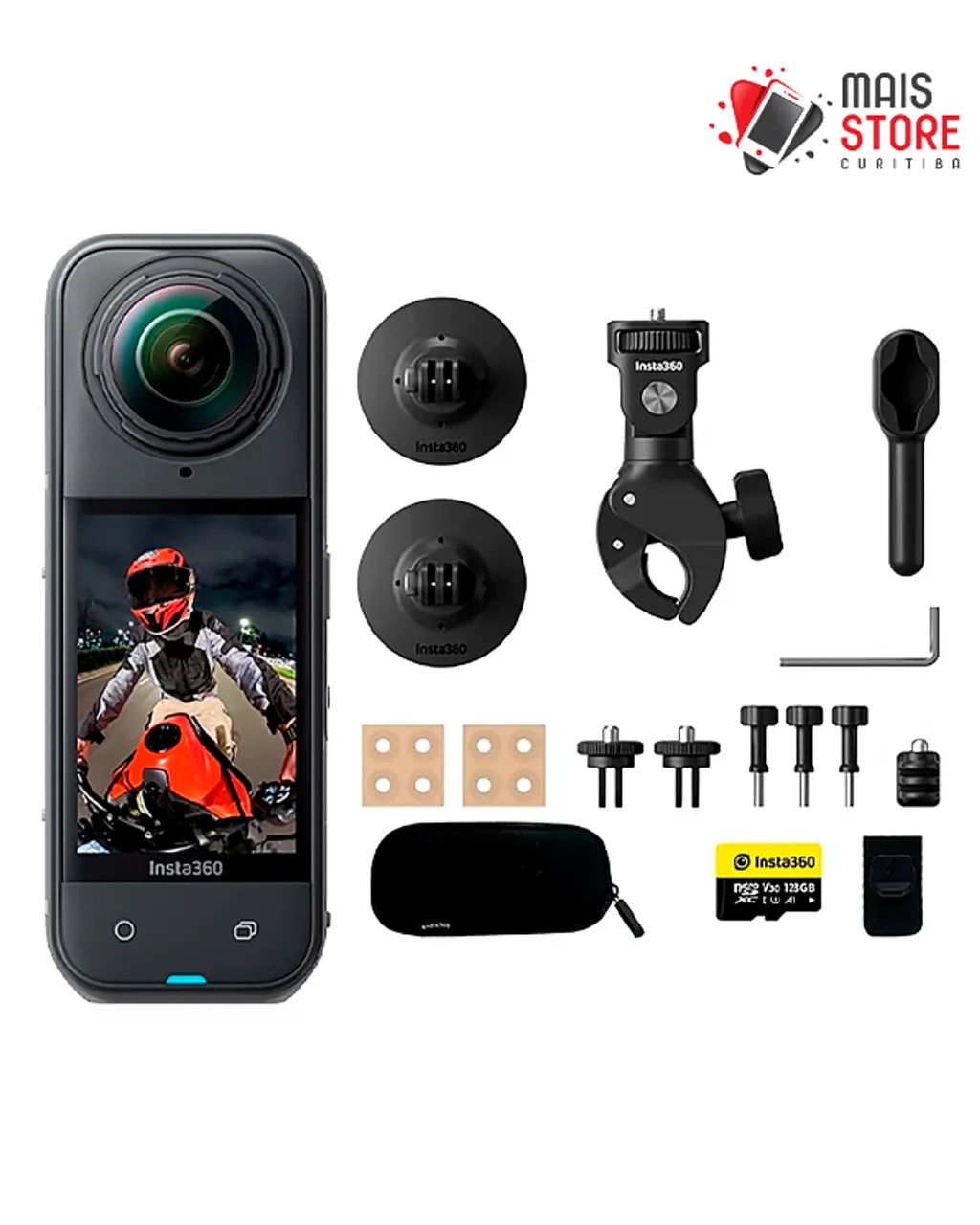 Câmera de Ação Insta360 X5 8K Motorcycle Bundle - Novos Lacrados