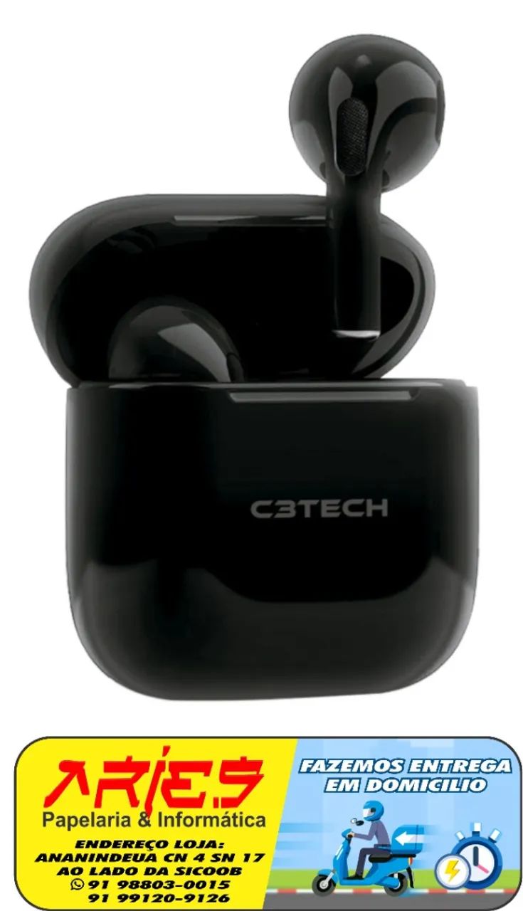 FONE BLUETOOTH 5.1 C3TECH EP-TWS-21BK COM MICROFONE INTEGRADO