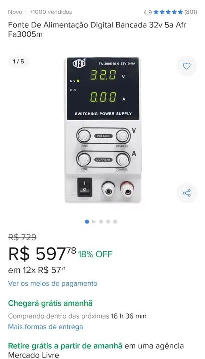 Fonte de bancada AFR nova. - Foto 2