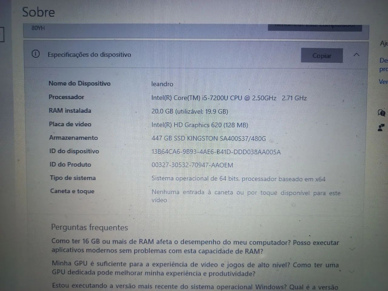 Vendo notbook lenovo64312420172674120