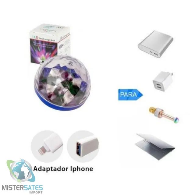 Mini Lâmpada Led Globo Giratória Rgb Magic Ball Para Celular - COD 982 - Foto 4