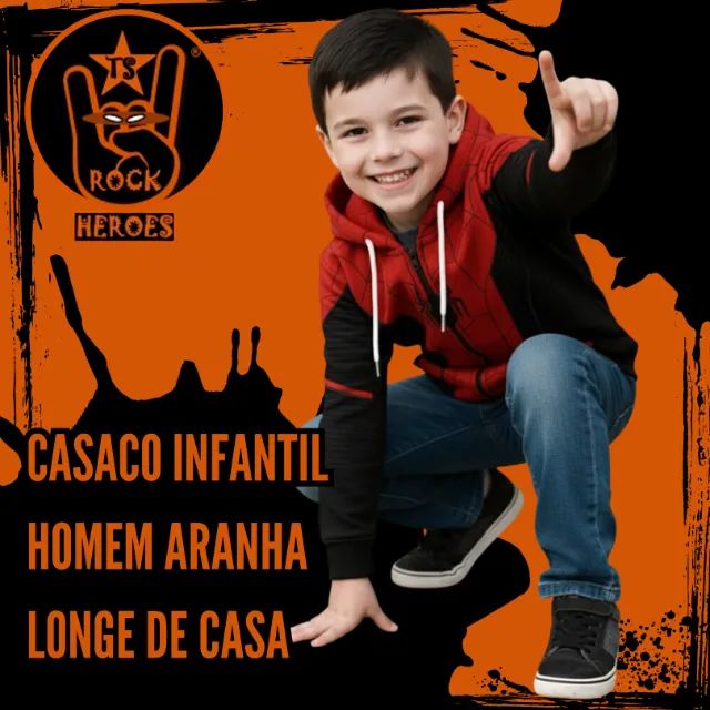 Casaco Infantil Homem Aranha Longe de Casa Poliester e Algodão com Capuz - Foto 4