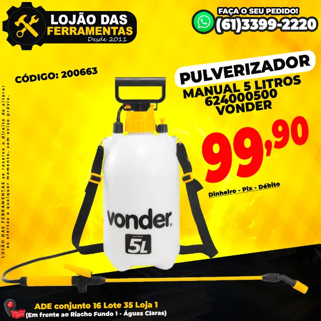 Pulverizador 5 Litros Manual Vonder