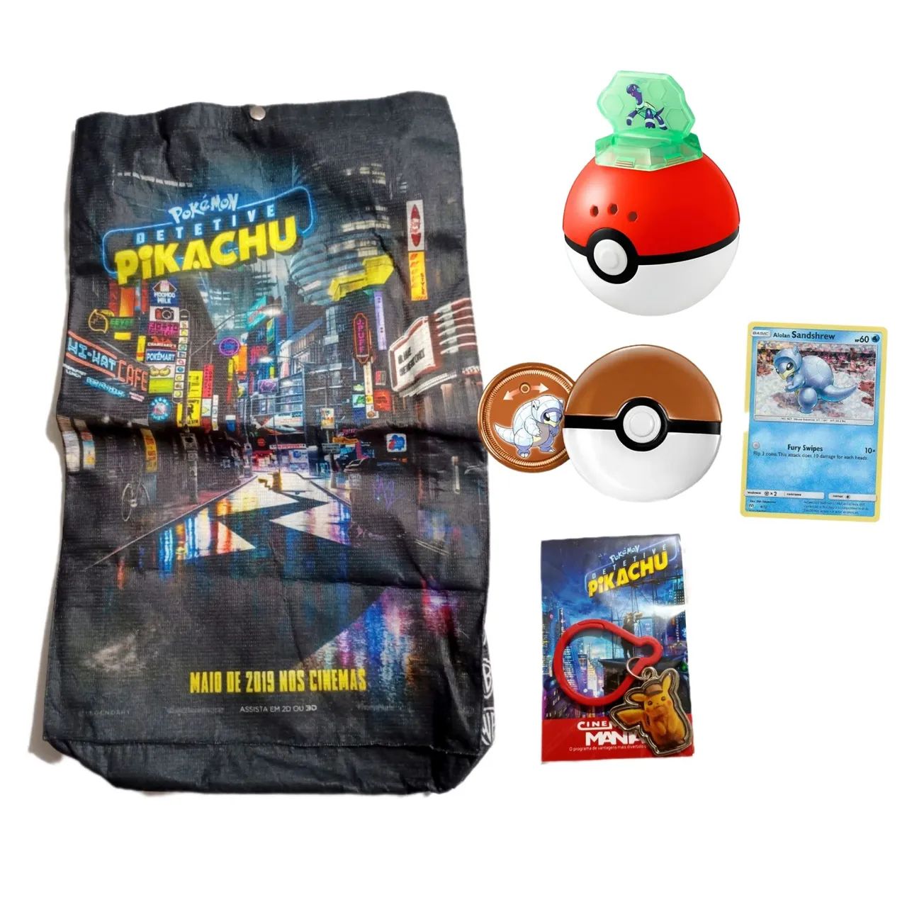 kit ecobag boneco detetive pikachu terapagos sandshrew mc donalds ccxp nintendo pokemon