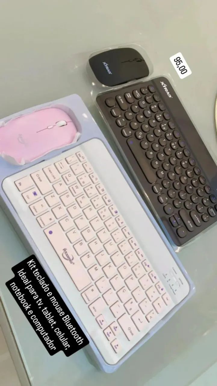 Kit Teclado e Mouse Bluetooth - Novo - Ideal para Notebooks, Tablets e Celulares