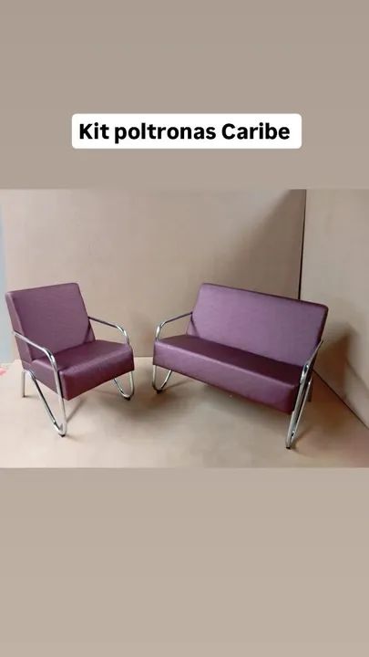 Conjunto de Poltronas e Sofá Vintage em Metal Cromado - Foto 2